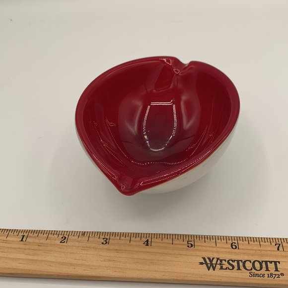 Red and White Cased Glass Trinket Dish - Picture 4 of 5